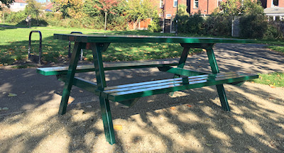 Picnic bench in Romiley Park
